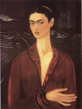 Autorretrato con vestido de terciopelo feminismo Frida Kahlo Pinturas al óleo